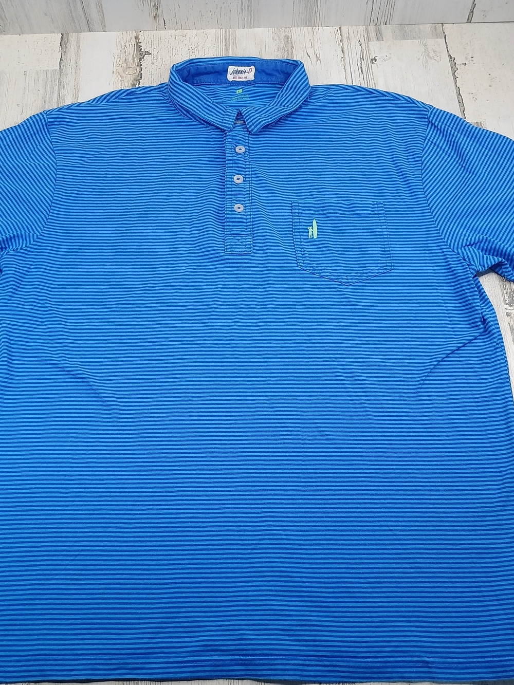 johnnie-O West Coast Prep Striped Polo Shirt Blue Cotton Men Size Large